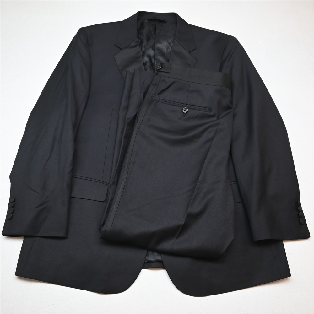 Baroni 44R 36x30 Black Super 150s Wool Classico Mens Jacket Pants Tuxedo